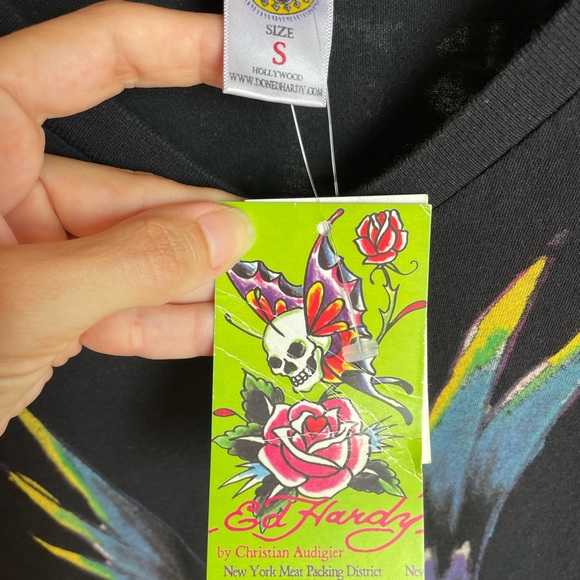🦜🌴🦋💛Ed Hardy by Christian Audigier long tee🖤 - Picture 5 of 8